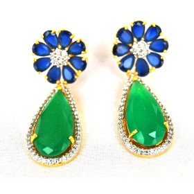 Sapphire Emerald Dangler Drop Earrings